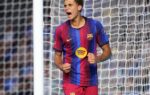 Hamza Abdelkarim sous le maillot du Barça lors du match amical contre Birmingham City.