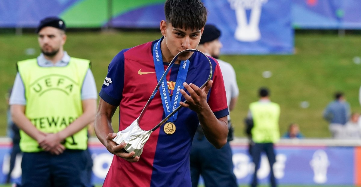 Brian Farinas à l’entraînement avec le FC Barcelone pendant la présaison.