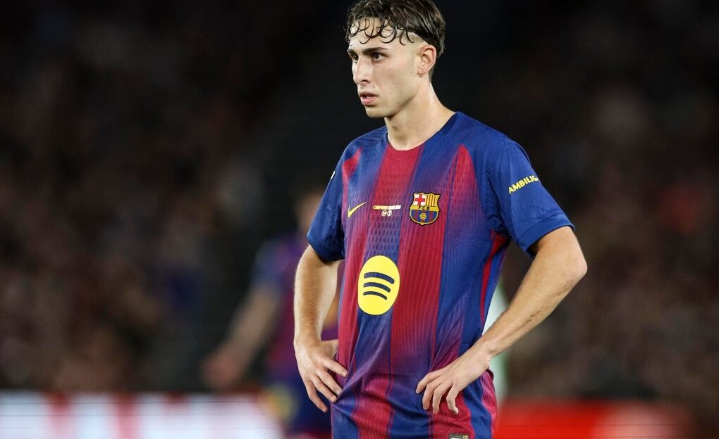 Fermín López à l’entraînement avec le Barça après sa blessure au pied.