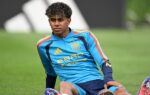 Lamine Yamal à l'entraînement avec l'Espagne avant la finale contre l'Argentine.