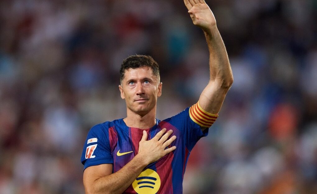 Robert Lewandowski avec le Barça avant son départ en MLS.