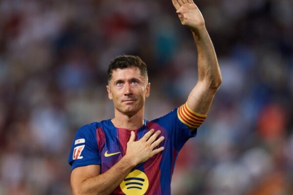 Robert Lewandowski avec le Barça avant son départ en MLS.