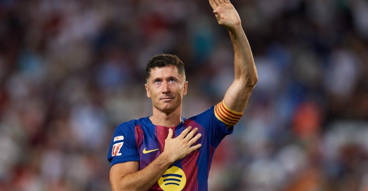 Robert Lewandowski avec le Barça avant son départ en MLS.