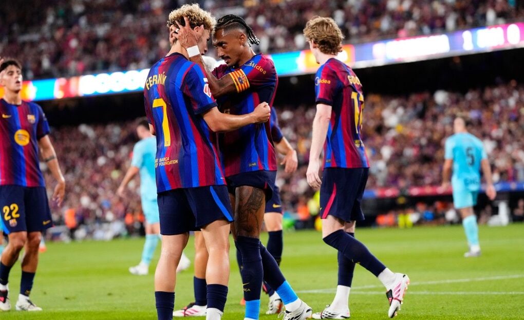 Les joueurs du Barça lors de la victoire face à l’Athletic Club au Camp Nou.