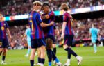 Les joueurs du Barça lors de la victoire face à l’Athletic Club au Camp Nou.