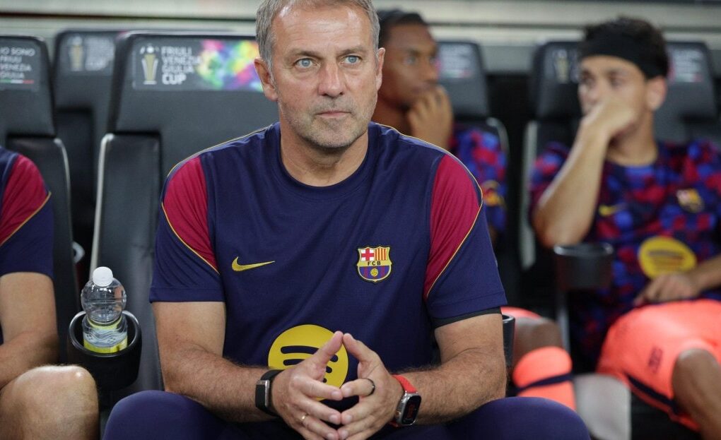 Hansi Flick lors d’un match de présaison du FC Barcelone.