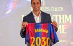 Rodri lors de sa présentation comme nouveau joueur du Barça.