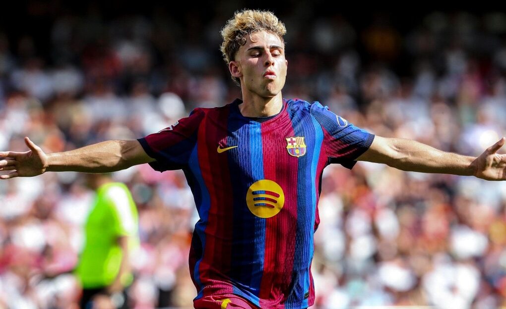 Fermín López sous le maillot du FC Barcelone lors d’un match.