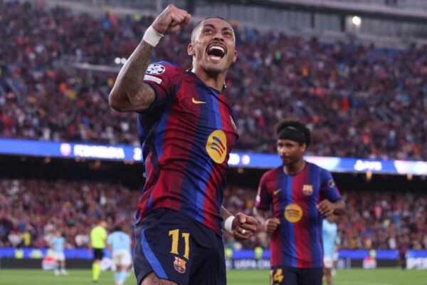 Raphinha sous le maillot du Barça lors d’un match de Liga.