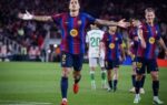 Raphinha célèbre l’un de ses trois buts avec le Barça face au Racing Santander au Camp Nou.