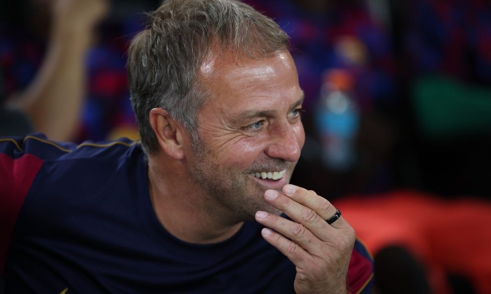 Hansi Flick en conférence de presse avant le déplacement du Barça à Levante.