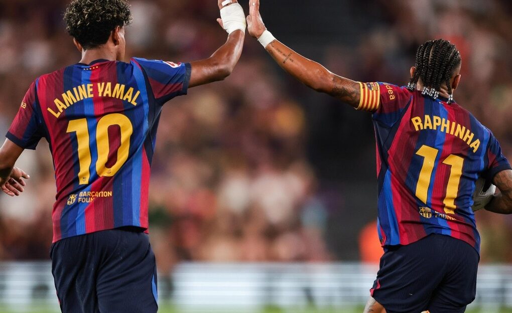 Les joueurs du Barça lors de la victoire 5-2 face au Rayo Vallecano au Camp Nou.