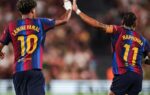 Les joueurs du Barça lors de la victoire 5-2 face au Rayo Vallecano au Camp Nou.