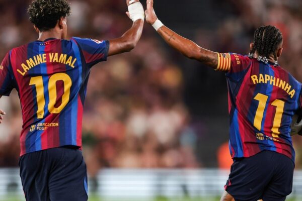 Les joueurs du Barça lors de la victoire 5-2 face au Rayo Vallecano au Camp Nou.