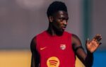 Jesse Bisiwu pendant une séance d’entraînement du FC Barcelone.