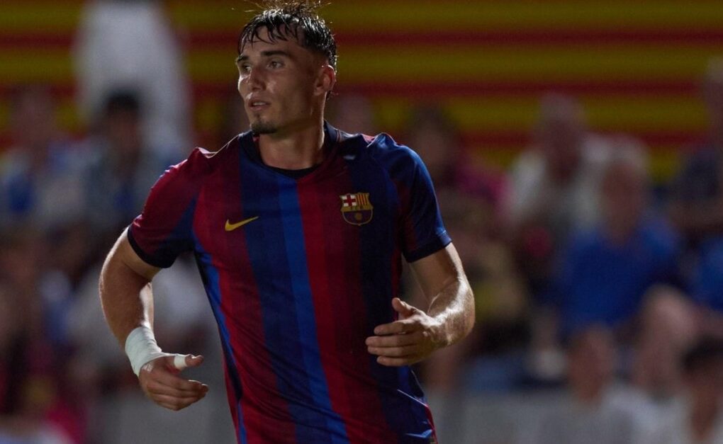 Ignasi Quer célèbre l’un de ses quatre buts avec le Barça Atlètic contre le CD Náxara.