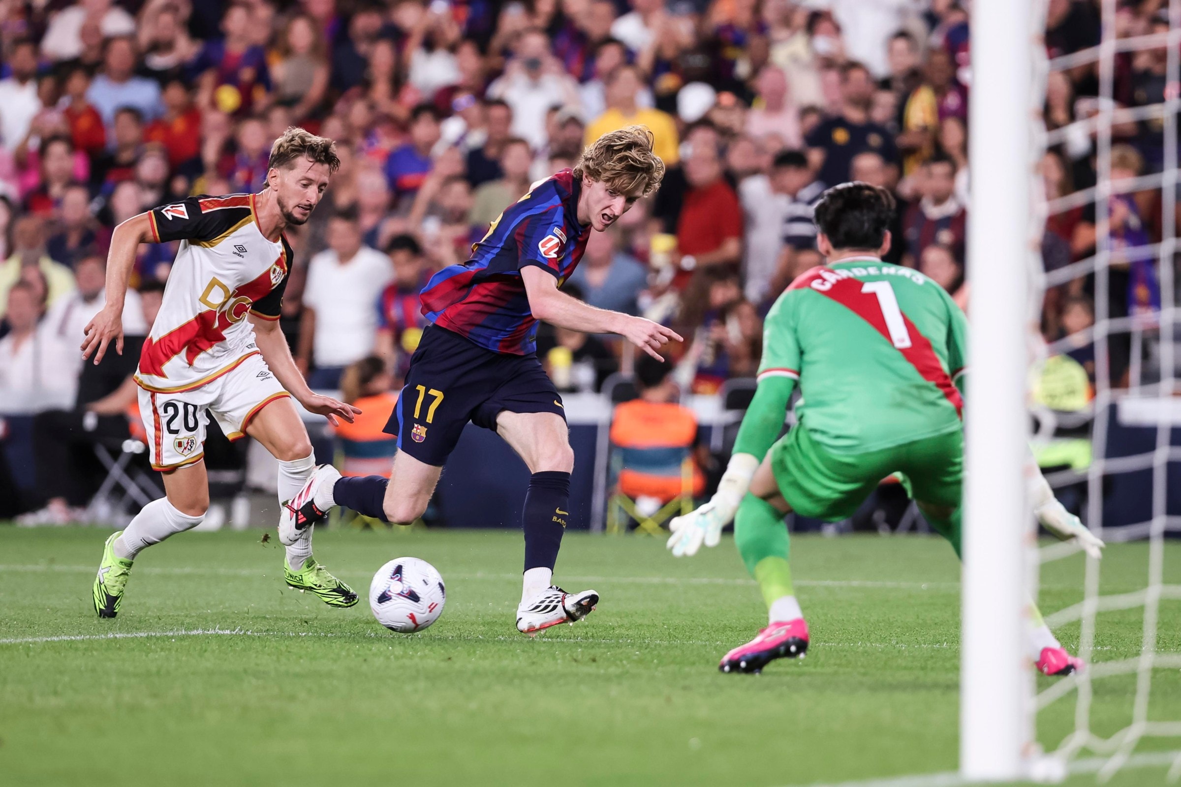 BARCELONA, SPAIN - AUGUST 31: Anthony Gordon of FC Barcelona in action during the Spanish league, LaLiga EA Sports, football match played between FC Barcelona and Rayo Vallecano at Spotify Camp Nou stadium on August 31, 2026 in Barcelona, Spain. (Photo By Javier Borrego/Europa Press via Getty Images)