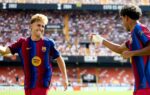 Lamine Yamal et Fermín López sous le maillot du FC Barcelone lors du match contre Valence.