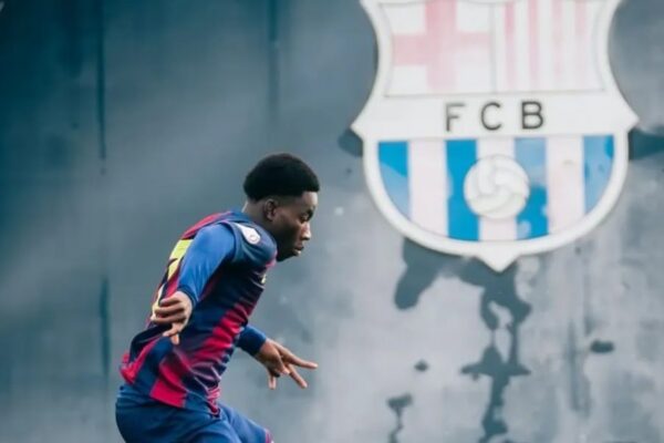 Ebrima Tunkara lors d’un entraînement avec le FC Barcelone.