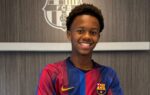 Mikael Baza lors de ses premiers matchs avec les jeunes du FC Barcelone.