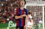 Anthony Gordon avec le Barça lors du match contre le Rayo Vallecano.