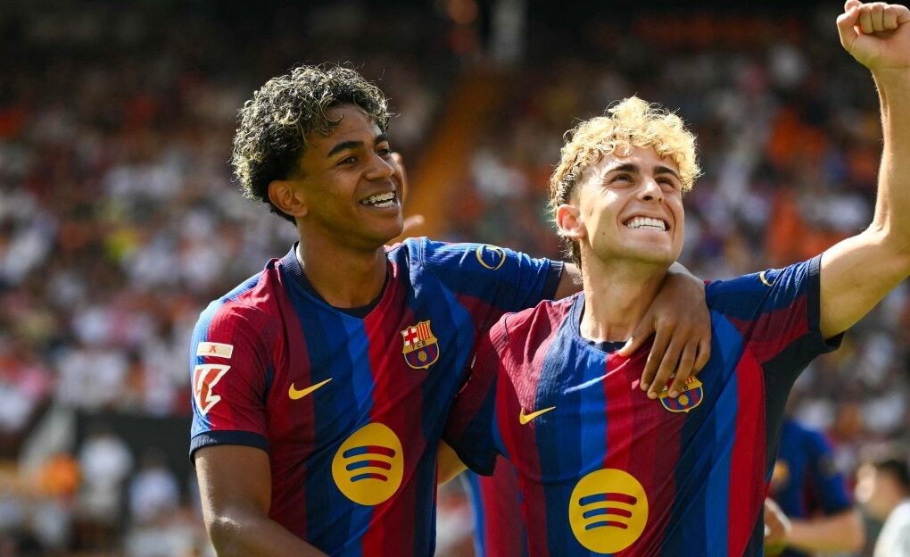 Lamine Yamal lors de la victoire du FC Barcelone sur la pelouse de Valence.