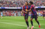 Jules Koundé lors d’une séance d’entraînement du FC Barcelone à la Ciutat Esportiva.