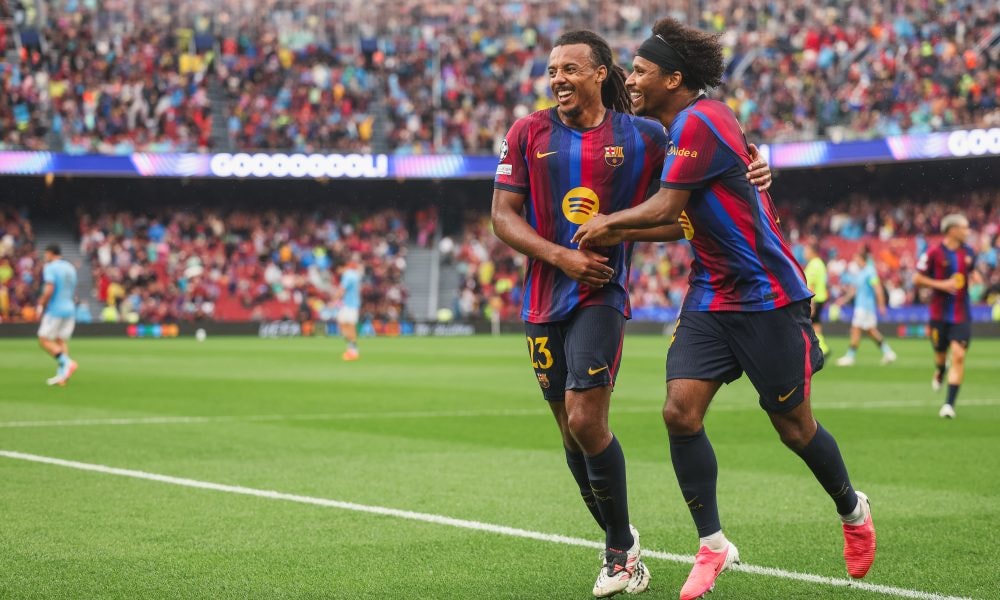 Jules Koundé lors d’une séance d’entraînement du FC Barcelone à la Ciutat Esportiva.