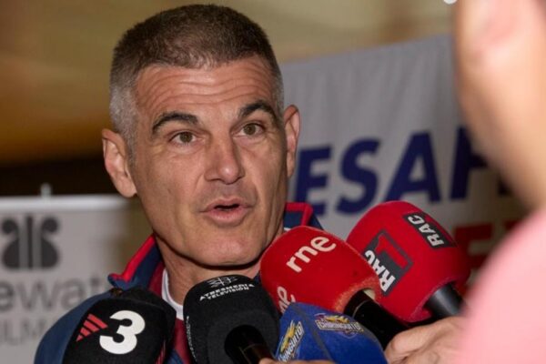 Enric Masip lors d’une prise de parole avant le Clásico entre le Barça et le Real Madrid.