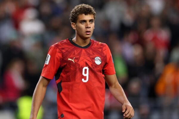 Hamza Abdelkarim, jeune attaquant du Barça, avec la sélection égyptienne.