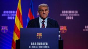 Joan Laporta, président du FC Barcelone, évoque l’avenir de Lamine Yamal.