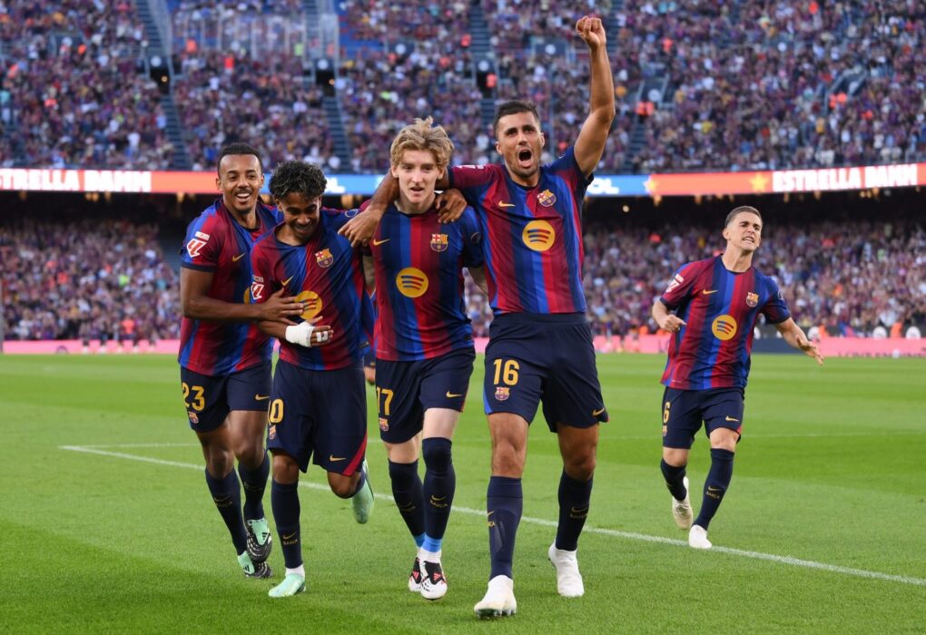 Rodri au milieu de terrain lors du match du Barça contre Getafe.
