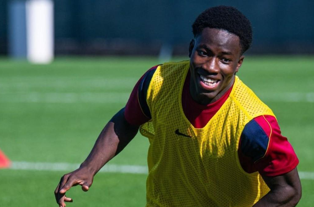 Ebrima Tunkara sous le maillot du Barça Atlètic.