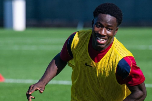 Ebrima Tunkara sous le maillot du Barça Atlètic.
