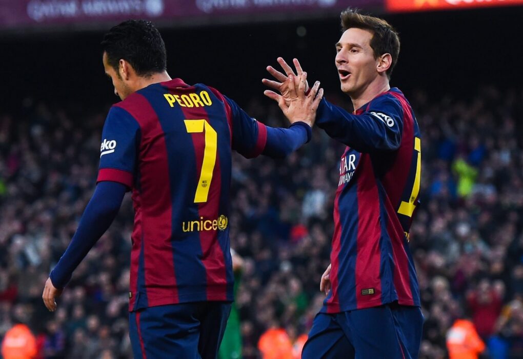 Pedro Rodríguez et Lionel Messi, anciens coéquipiers sous le maillot du Barça.