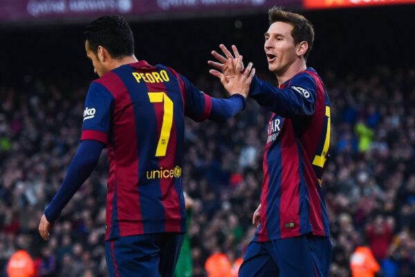 Pedro Rodríguez et Lionel Messi, anciens coéquipiers sous le maillot du Barça.