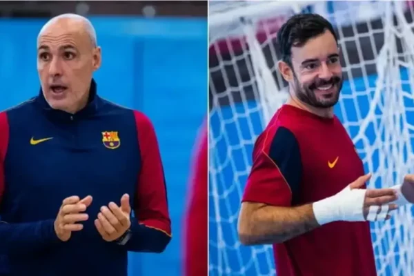 Les joueurs de l’équipe de futsal du Barça sur le terrain.