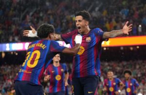 João Cancelo sous le maillot du Barça lors d’un match de Liga.