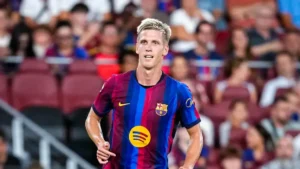 Dani Olmo et Jules Koundé sous le maillot du Barça.