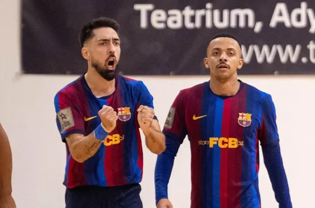 Les joueurs de l'équipe de futsal du Barça lors du match contre le FC Semey en Ligue des Champions.