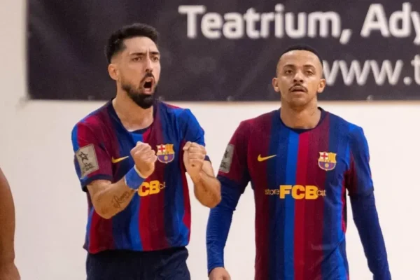 Les joueurs de l'équipe de futsal du Barça lors du match contre le FC Semey en Ligue des Champions.