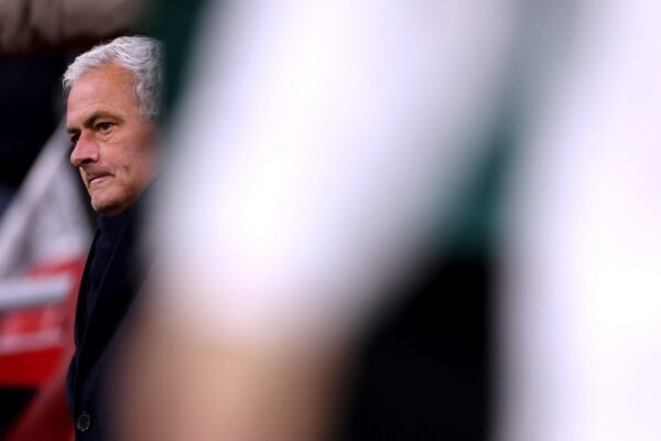 José Mourinho, entraîneur du Real Madrid, lors d'une prise de parole.