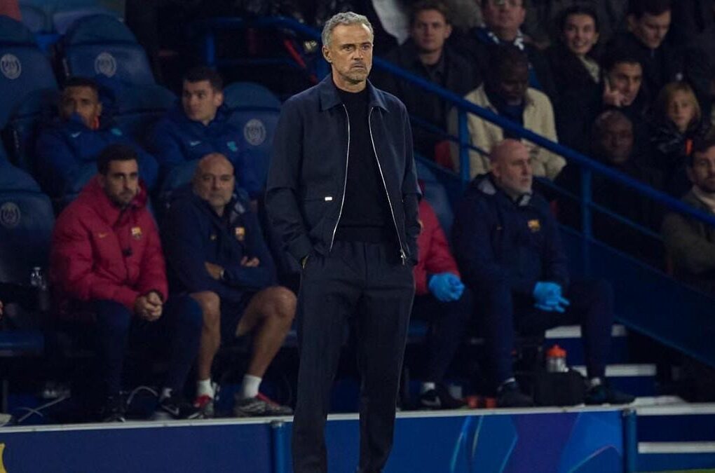 Luis Enrique, entraîneur du Paris Saint-Germain, lors d’une conférence de presse.