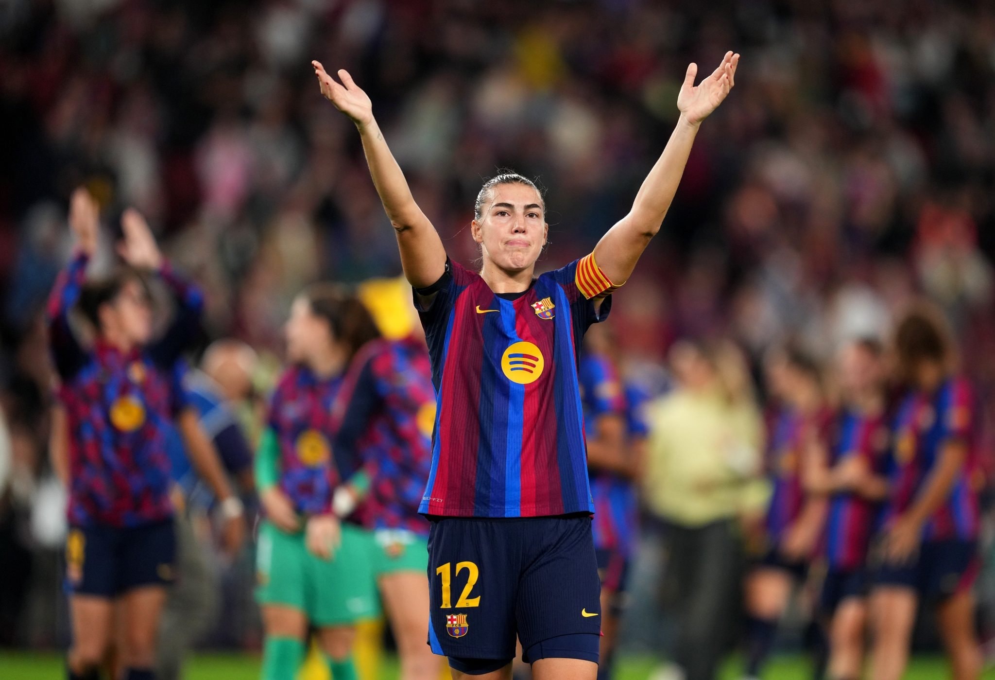 Les joueuses du Barça féminin célèbrent.