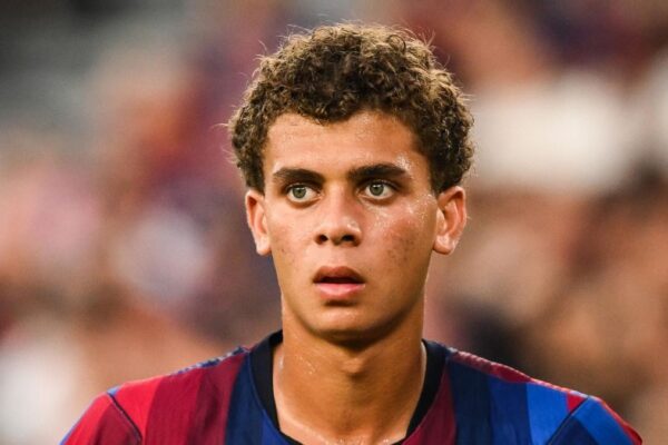 Hamza Abdelkarim lors d’une séance d’entraînement avec le Barça.