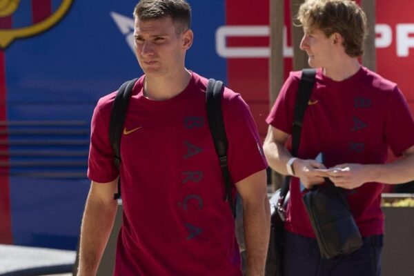 Les joueurs du Barça lors d’un déplacement pour la Ligue des Champions.